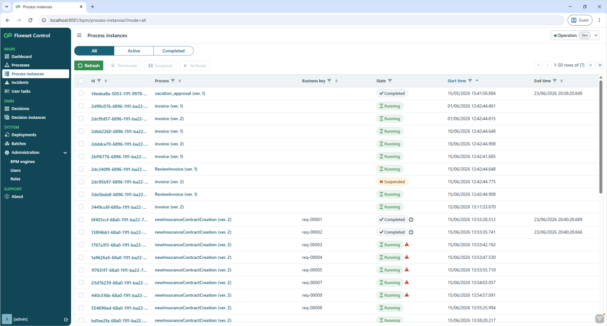 Flowset Control - Tool for BPM Engine Monitoring