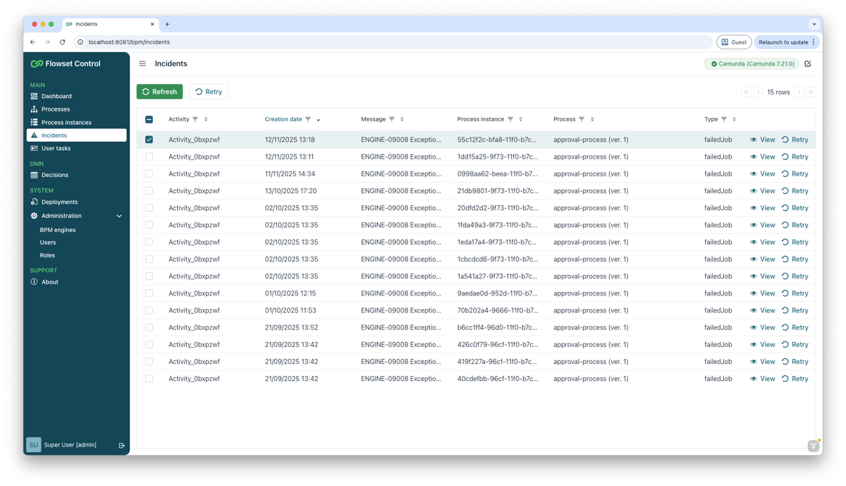 Flowset Control - Tool for BPM Engine Monitoring