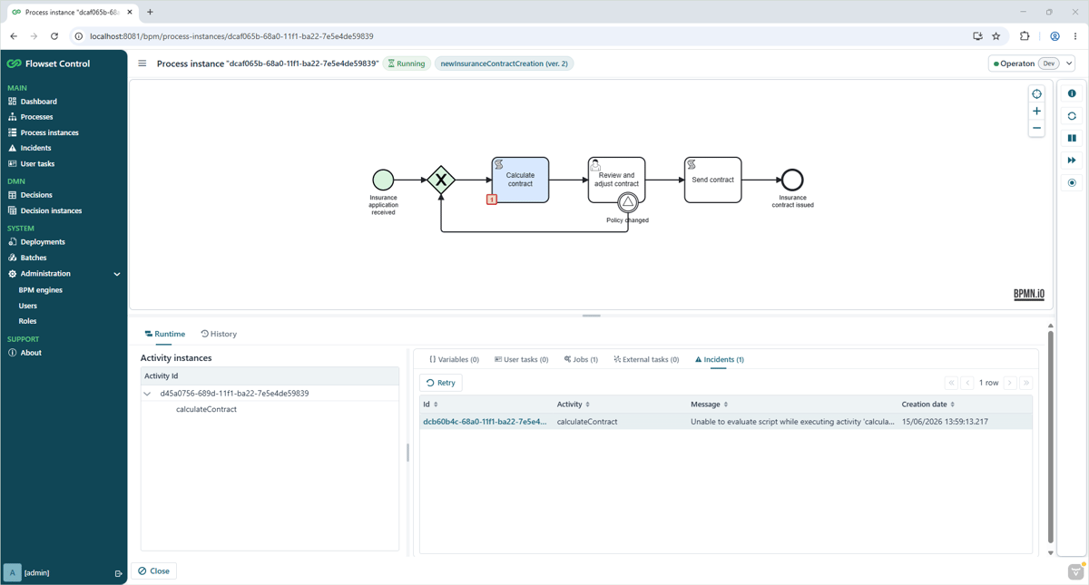 Flowset Control - Tool for BPM Engine Monitoring