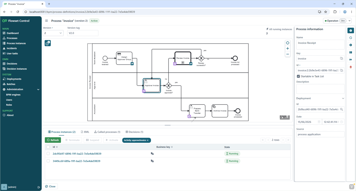 Flowset Control - Tool for BPM Engine Monitoring