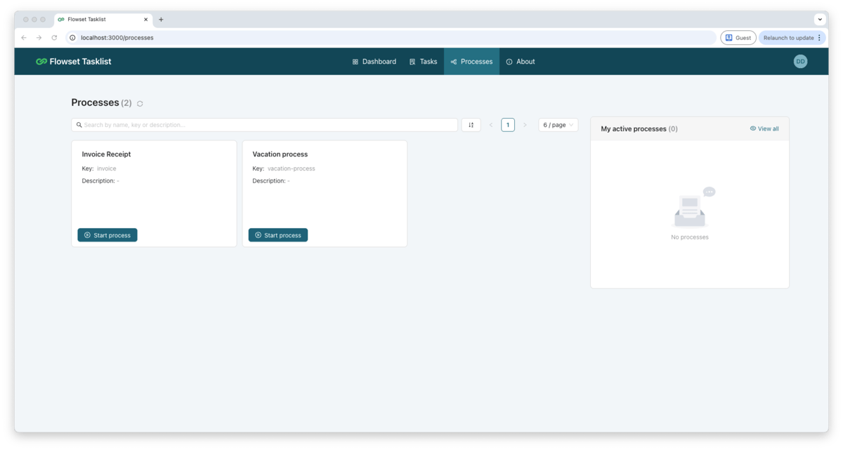 Flowset Tasklist - Open source application for managing user tasks